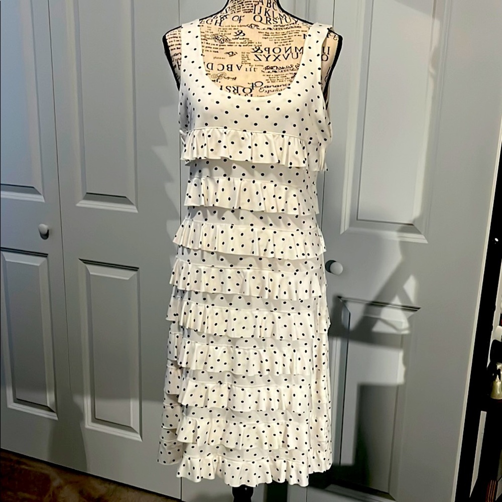 White Polka Dot Ruffle Dress